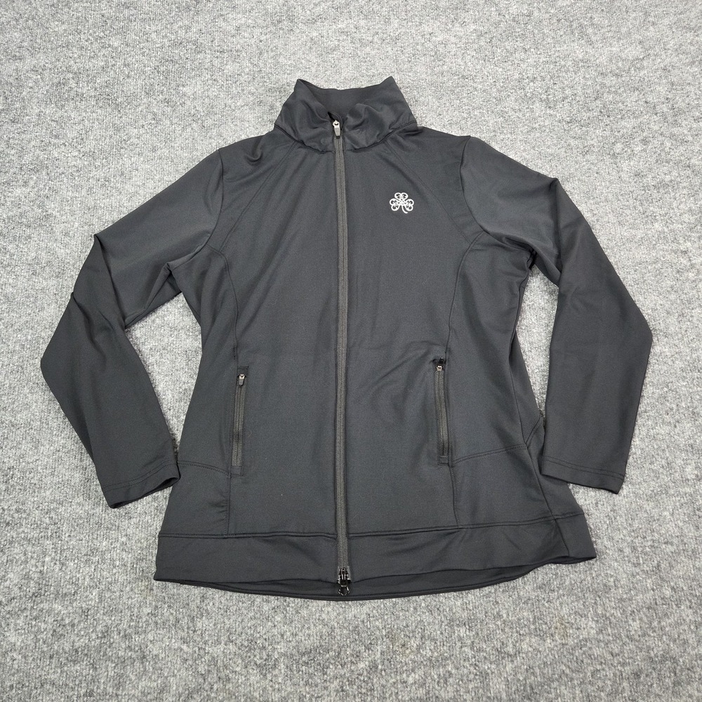 Peter Millar Jacket Womens Large Black Softshell Full Zip Golf UPF 50+ Sun